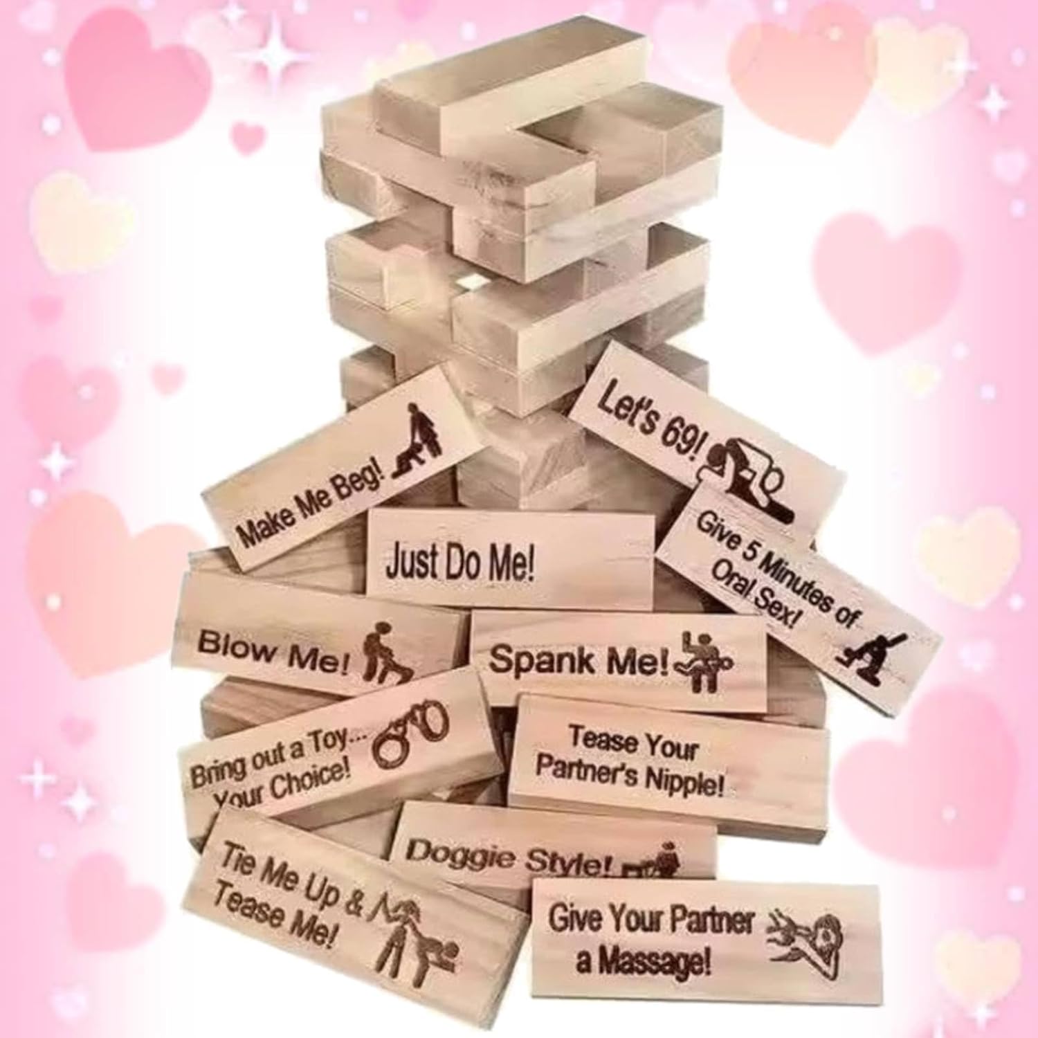 Lust Tower - Game For Adults, 48Pcs Super Naughty Block