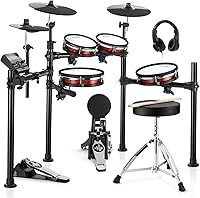 Donner DED-200 MAX Electronic Drum Kit: Mesh Heads, 10" Snare, 12" Crash/Ride, 450+ Sounds, Pro Feel for Home Practice