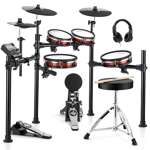 Donner DED-200 MAX Electronic Drum Set with Industry Standard Mesh Heads, 10'' Snare, 8“ Tom, 10'' Tom, 12'' Crash, 450+ Authentic Sounds for Optimal Performance and Feel NEW