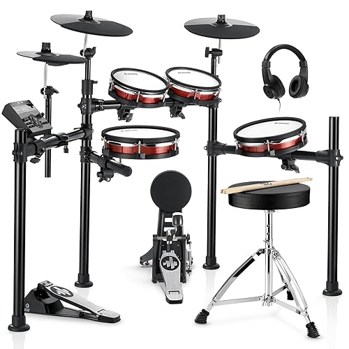 Donner DED-200 MAX Electronic Drum Set with Industry Standard Mesh Heads, 10'' Snare, 8“ Tom, 10'' Tom, 12'' Crash, 450+ Authentic Sounds for Optimal Performance and Feel NEW