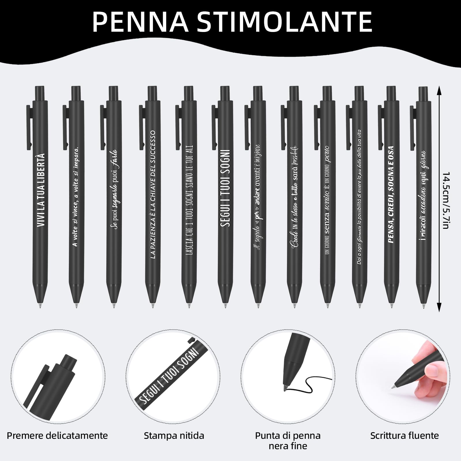 12 zestaw regalo citazioni motivazionali quaderni penne a sfera