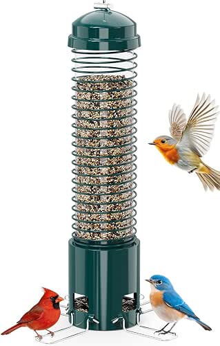 Squirrel Proof Bird Feeder, Metal Bird Feeders for Outdoors Hanging,
