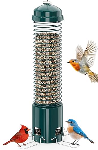 Squirrel Proof Bird Feeder, Metal Bird Feeders for Outdoors Hanging,