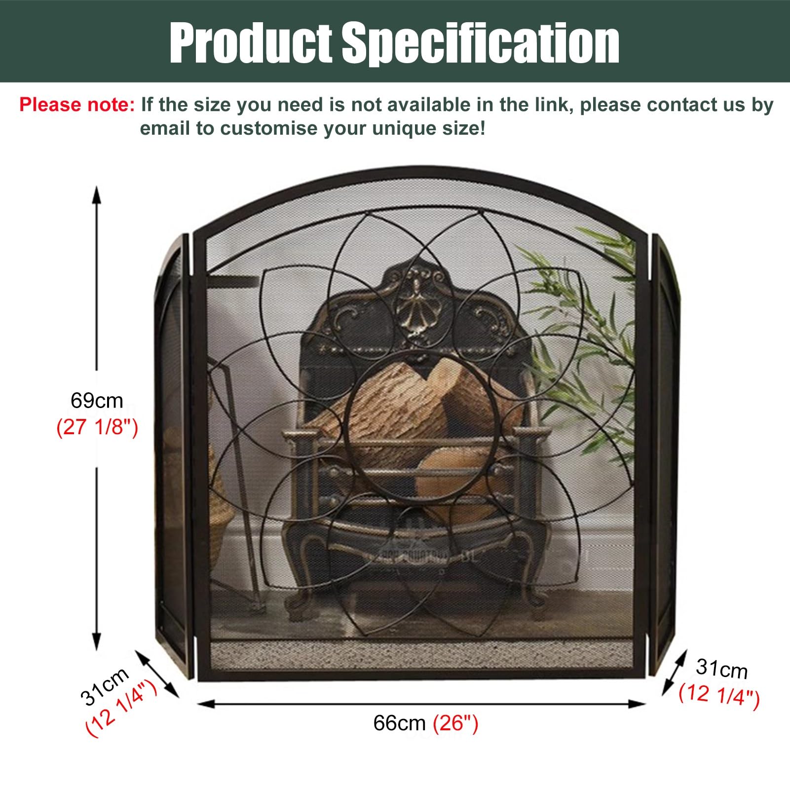 Pare Feu Cheminée 3 Pare-feu à Trois Panneaux avec Motif Creux, Couvercle de Grille de Protection de Poêle à Bois en Fer Fabriqué à la Main, Barrière de Protection Contre les Étincelles D'incendie