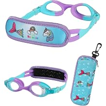 Kids Swim Goggles Age 2-6, Toddler Goggles No Hair Pull,Child Goggles Padded HeadBand