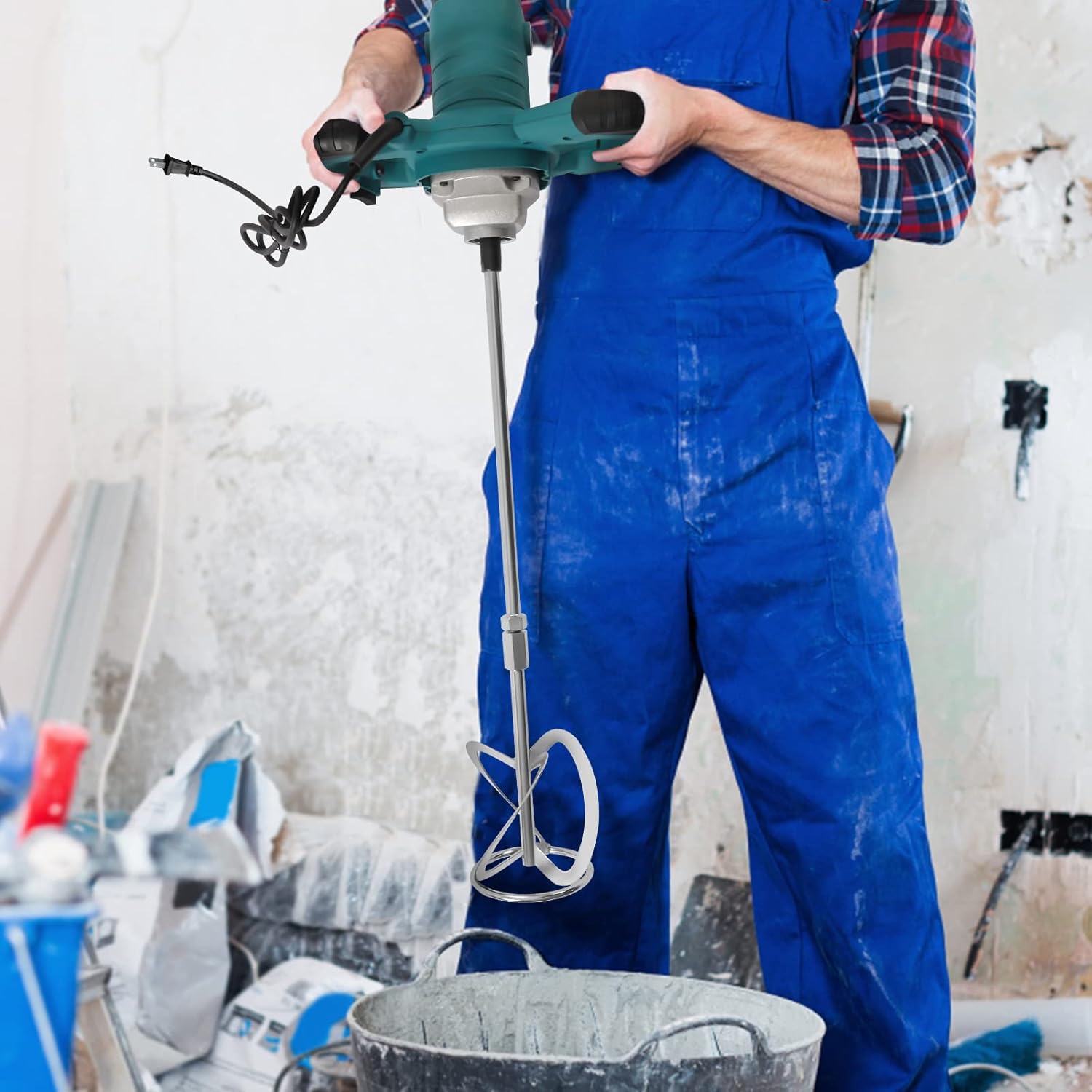 Concrete Mixer 2100W Portable Electric Mud Mixer for Mixing