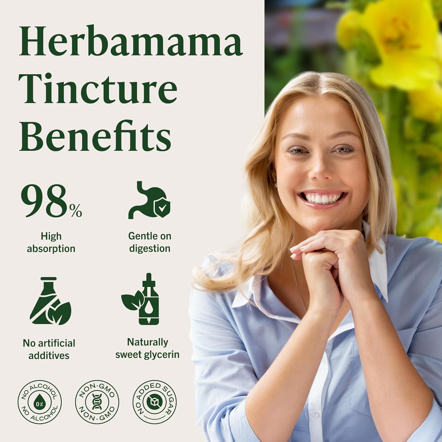 HERBAMAMA Mullein Drops for Lungs - Vegan Lung Cleanse with Mullein Leaf Extract, Echinacea Tincture & Licorice - Non-GMO, Alcohol & Sugar-Free Respiratory Support Supplement - 28-Day Supply - Image 5