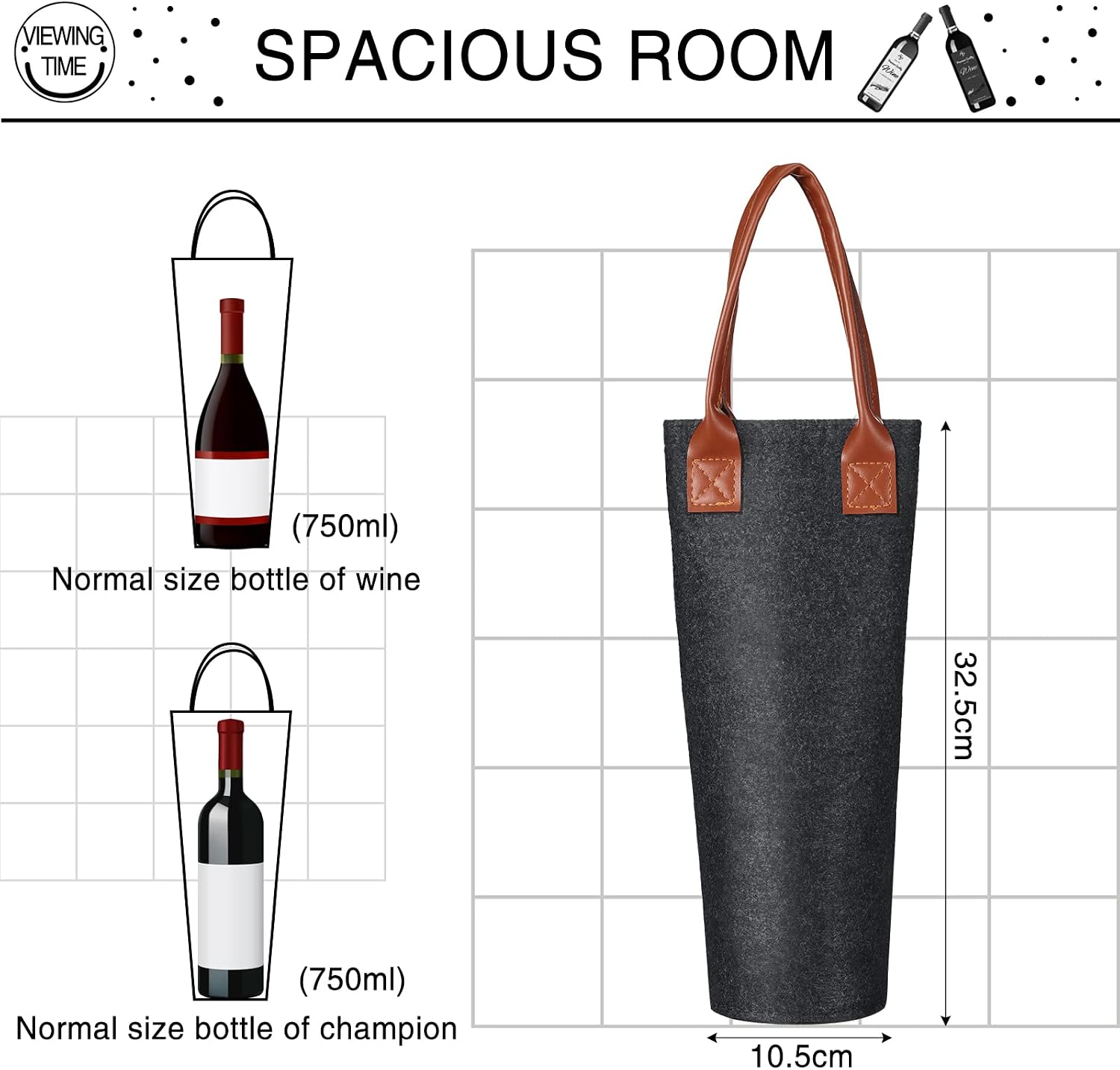 Windyun 8 Pieces Single Felt Bottle Wine Tote Bag Insulated Wine Carrier