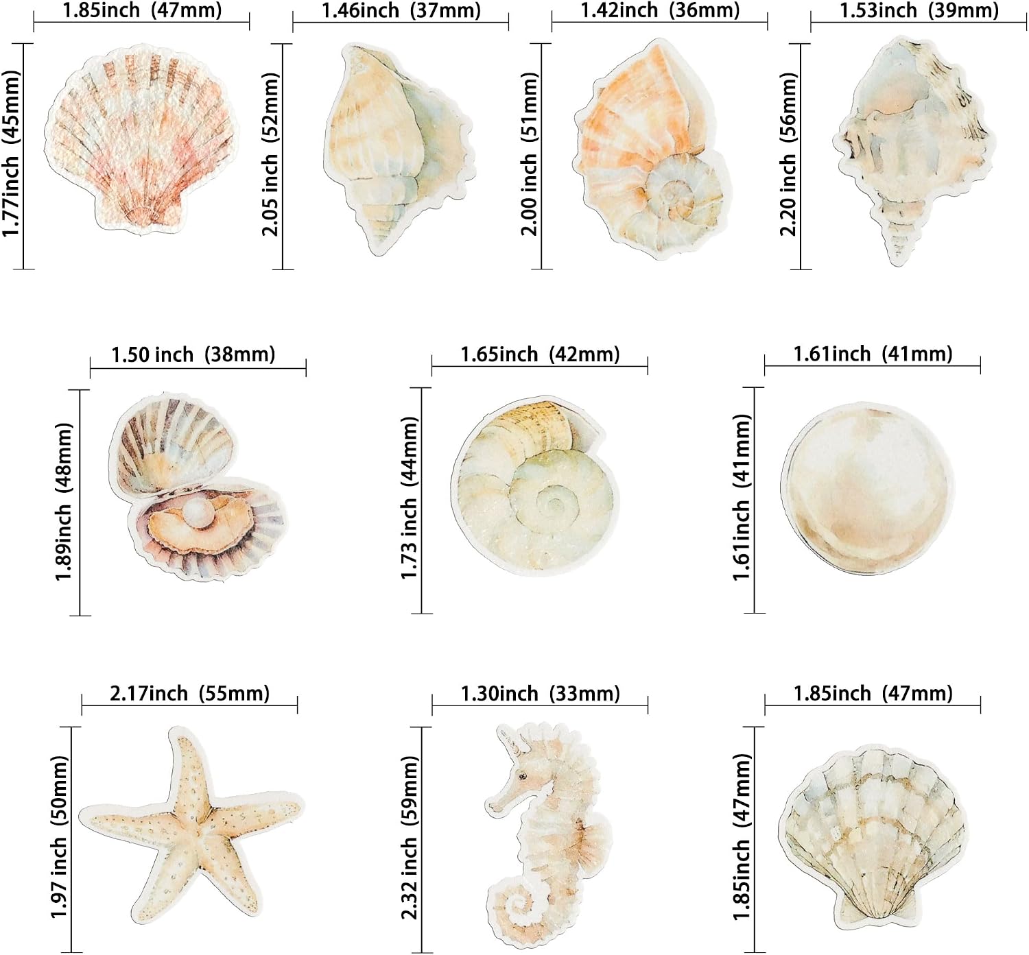 Gyufise 60Pcs Edible Sea Shell Cupcake Toppers Starfish Conch Seahorse SeaShell Cupcake Picks Edible Beach Party Decorations for Under the Sea Baby Shower Wedding Birthday Party Cake Decors Supplies