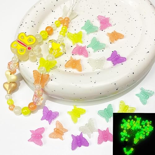 Miniatura 2 de 888 cuentas que brillan en la oscuridad, cuentas de estrella, barba, mariposa, cuentas de corazón, cuentas UV que cambian de color, sensibles al