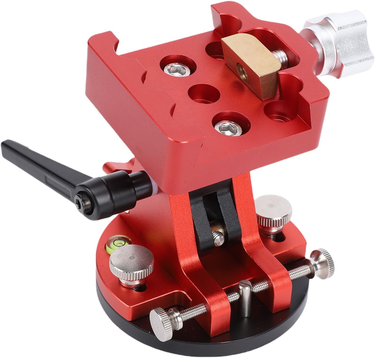 Telescope Mount, Latitude Adjustment Seat with 1/4", M6, M8 Interfaces, Aluminum Alloy Equatorial Wedge Latitude Base, 33.1LB Load Capacity (Red)