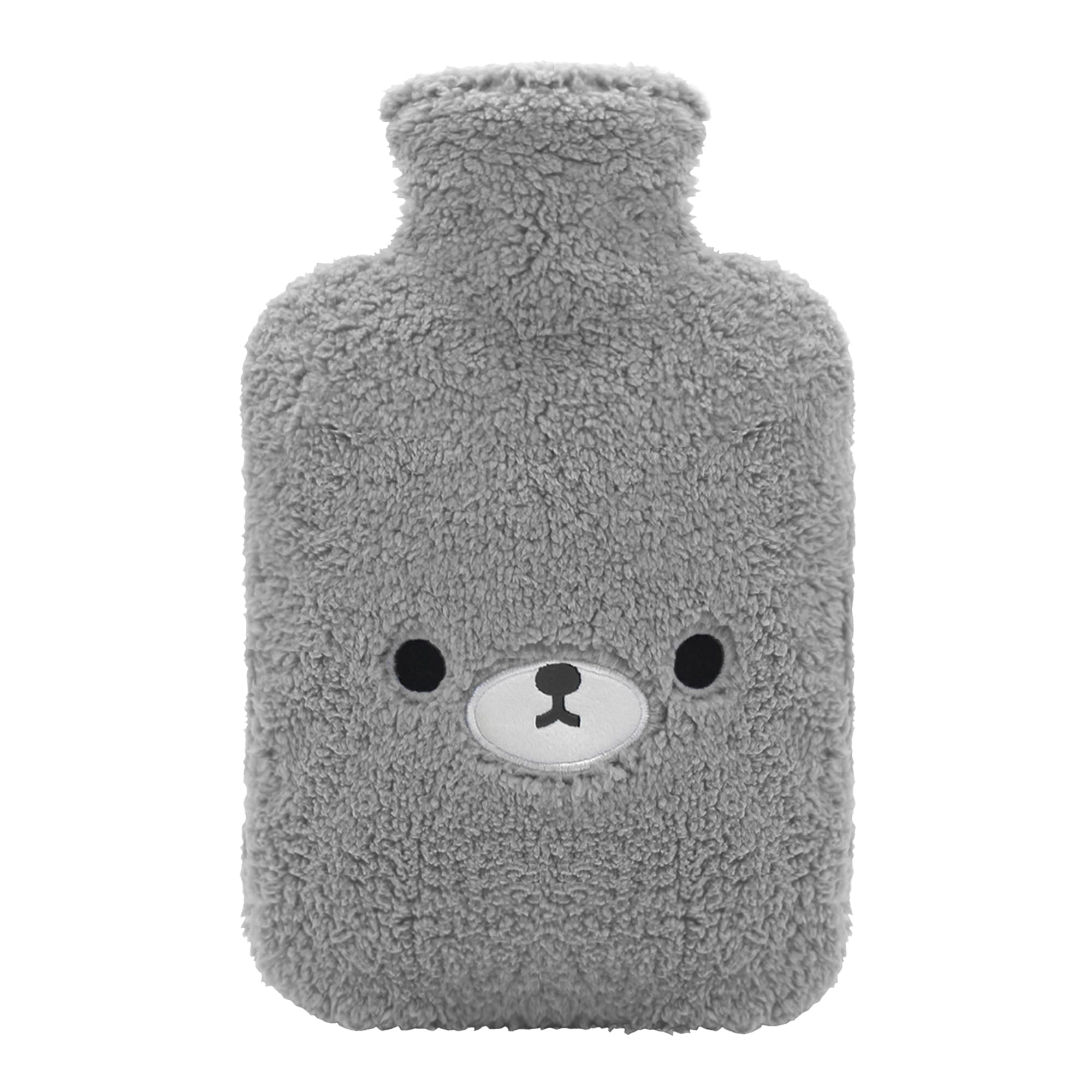 Photo 1 of samply Hot Water Bottle with Cute Fleece Cover, Hot Water Bag for Hot and Cold Compress, Hand Feet Warmer, Ideal for Neck and Shoulder, Grey Bear