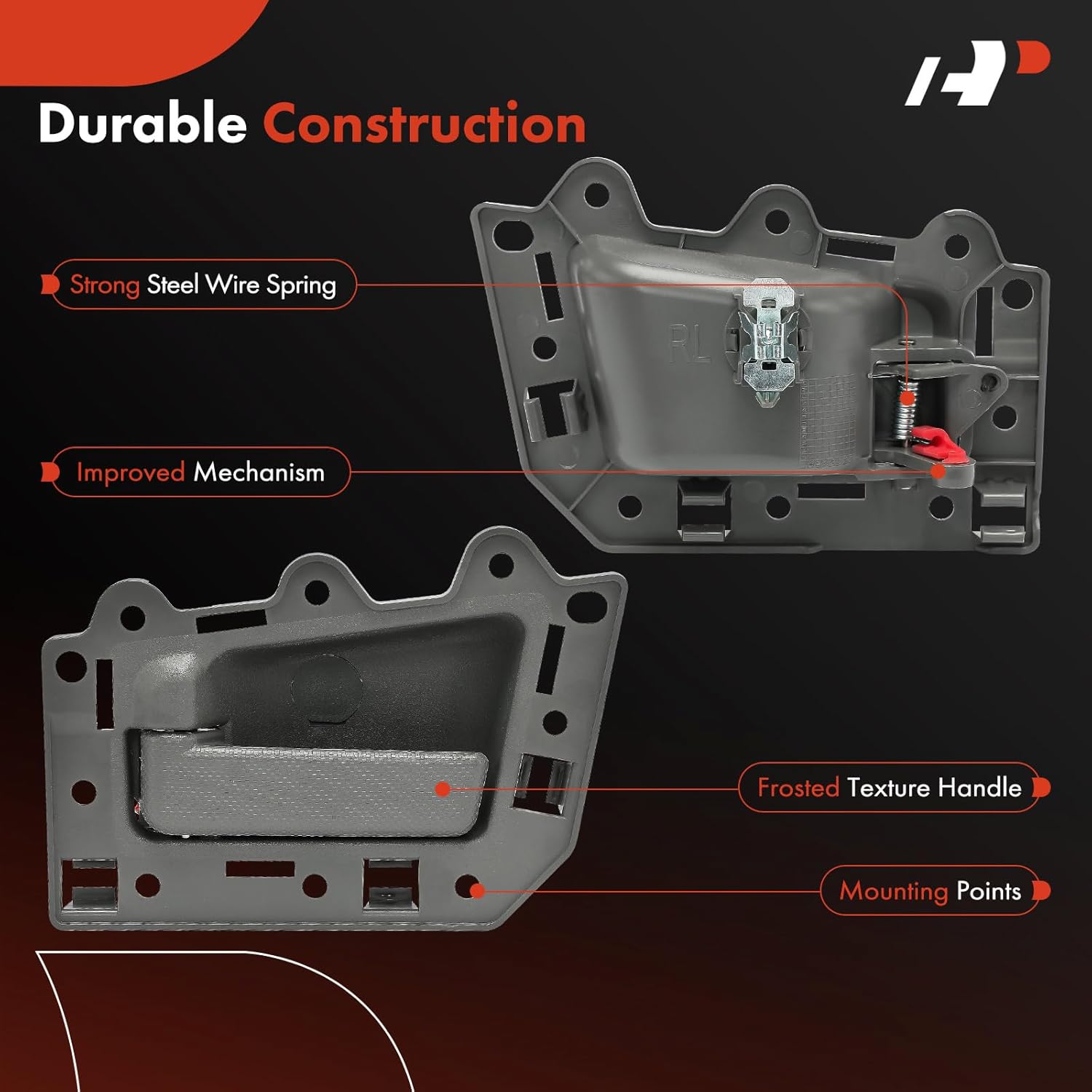 A-Premium Rear Left Driver Side Interior Door Handle Compatible with Jeep WK Series Grand Cherokee 2005-2010, Gray Housing with Gray Lever