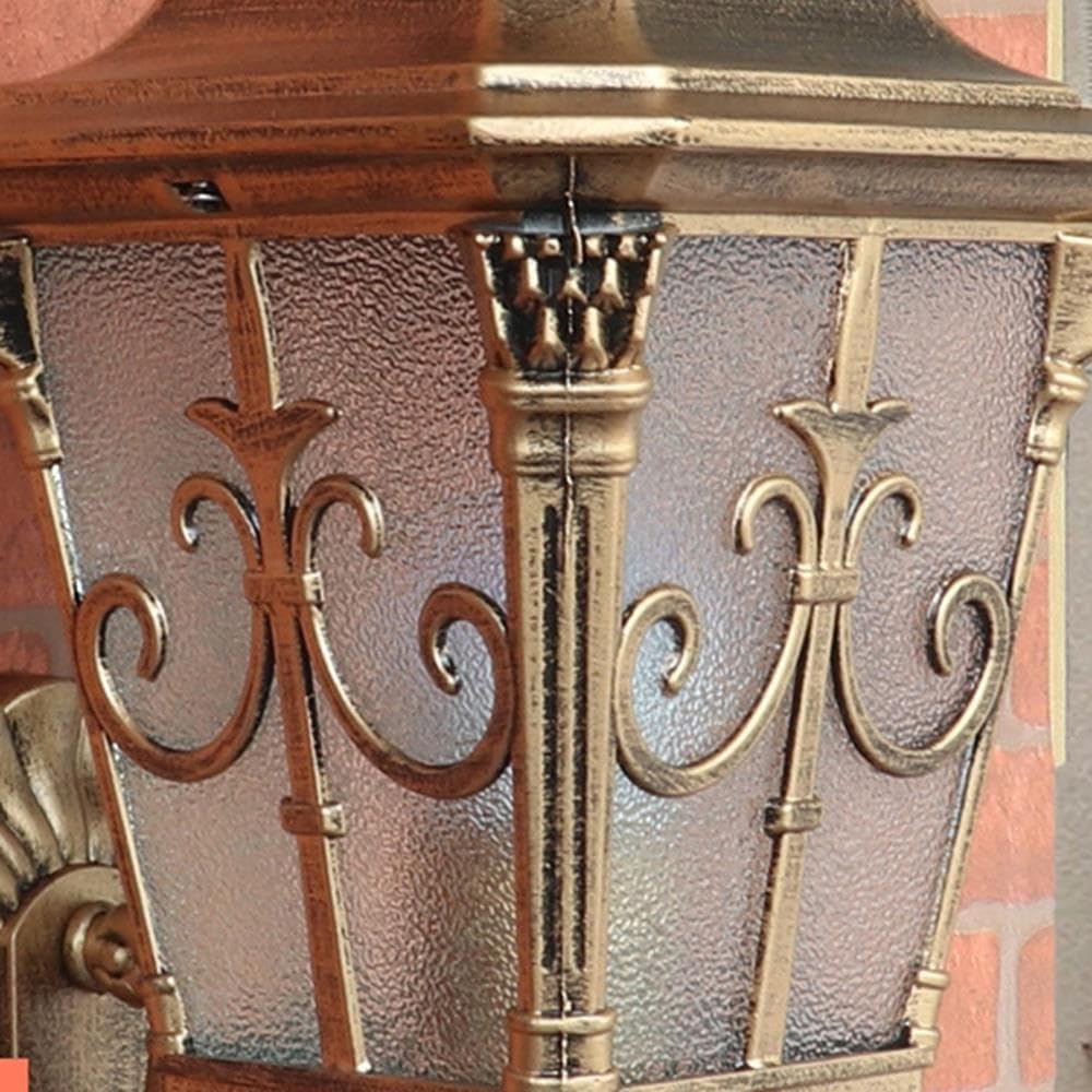 Generico LAUMZX Lanterna da parete europea for esterni, lampada in alluminio ottone antico antipioggia, applique in vetro esterno impermeabile E27 for giardino, patio