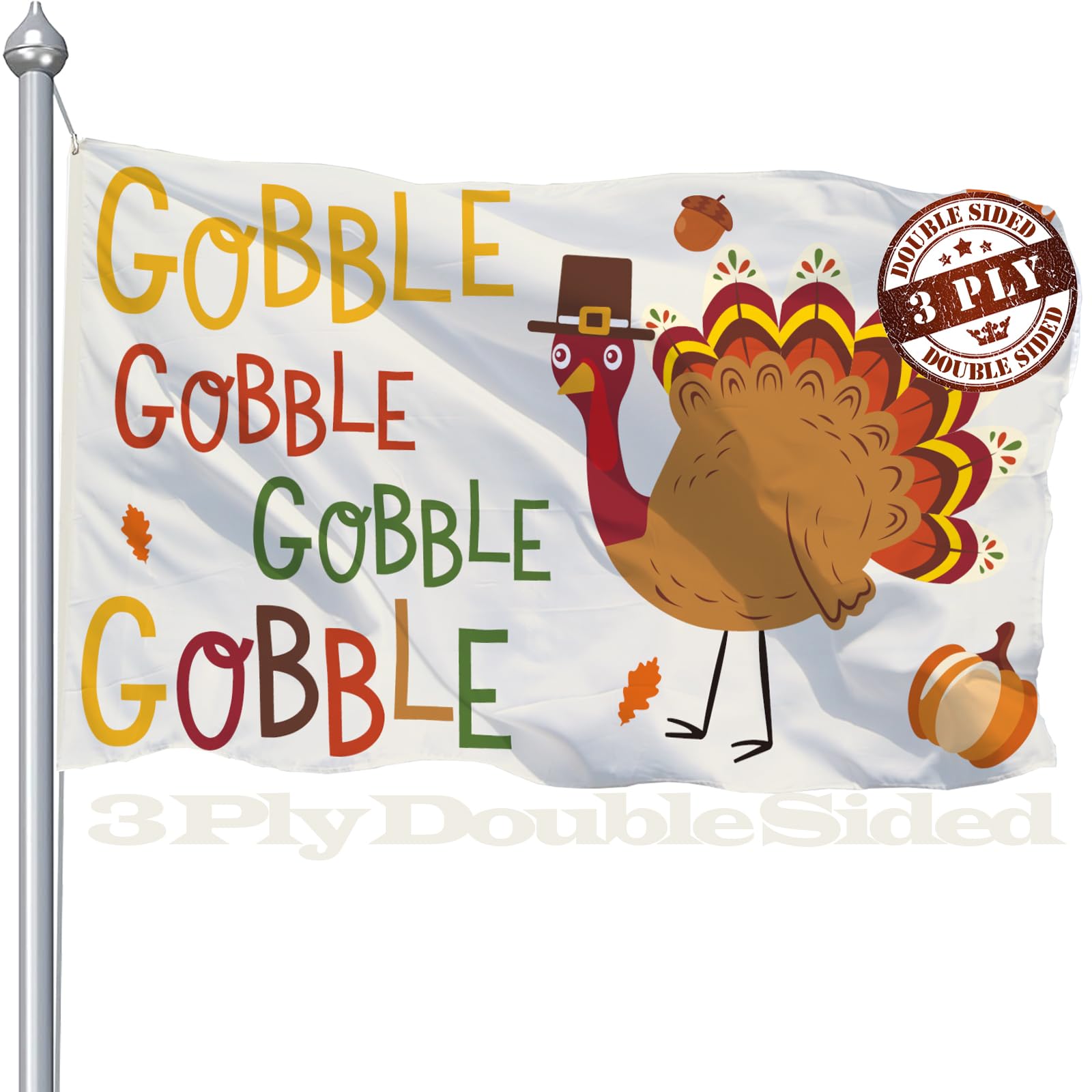 Double Sided Gobble Turkey Flag
