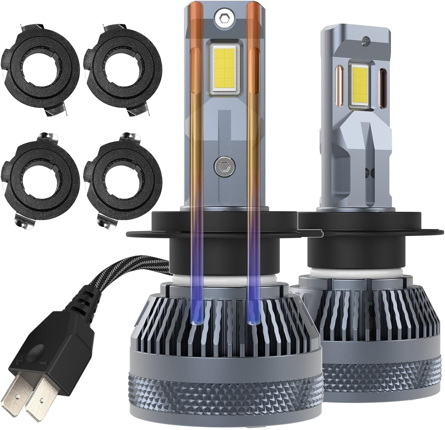 H7 H18 LED Bulbs 110W 30000Lm Super Bright 6500K Cool White Built-in Fan and 2 Thermally Conductive Copper Tubes, Fog Lamp, Pack of 2