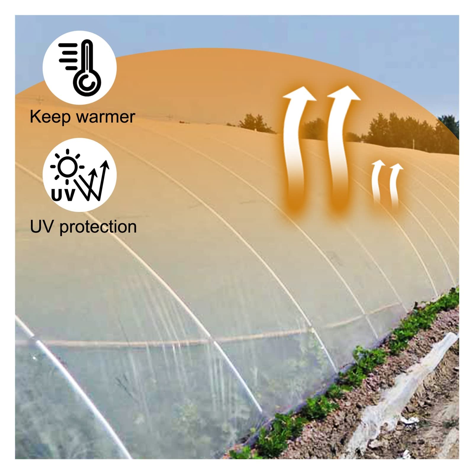 Film de serre agricole Capte ferme en plastique transparent Couverture légumes UV Plantes polyéthylène résistantes Fleurs plantes(8x25FT)