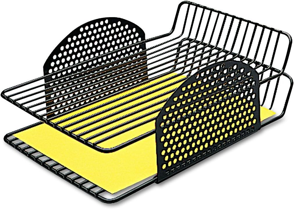 Fellowes Perf-ect Double Letter Tray, Front Loading, Wire, Black (22302)