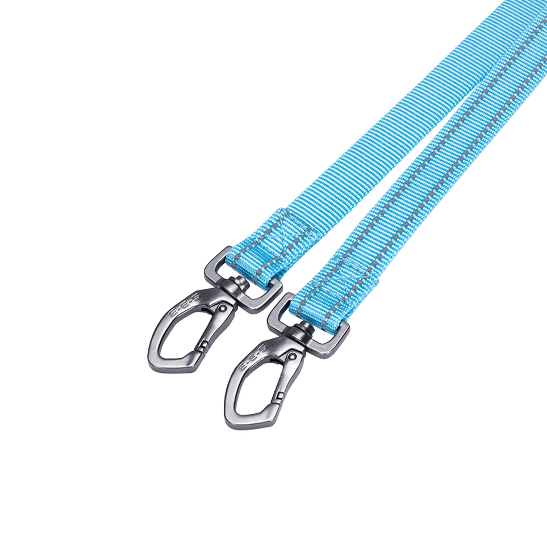 EXCELLENT ELITE SPANKER Guinzaglio doppio riflettente per cani doppio guinzaglio per cani 5 m multiplo con manico imbottito per due cani che camminano addestramento (azzurro)