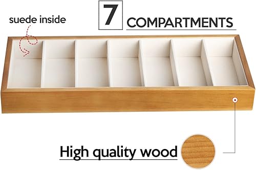 Miniatura 2 de J JACKCUBE DESIGN JackCubeDesign MK374 - Organizador de exhibición de lentes con 7 compartimentos de madera, Madera clara