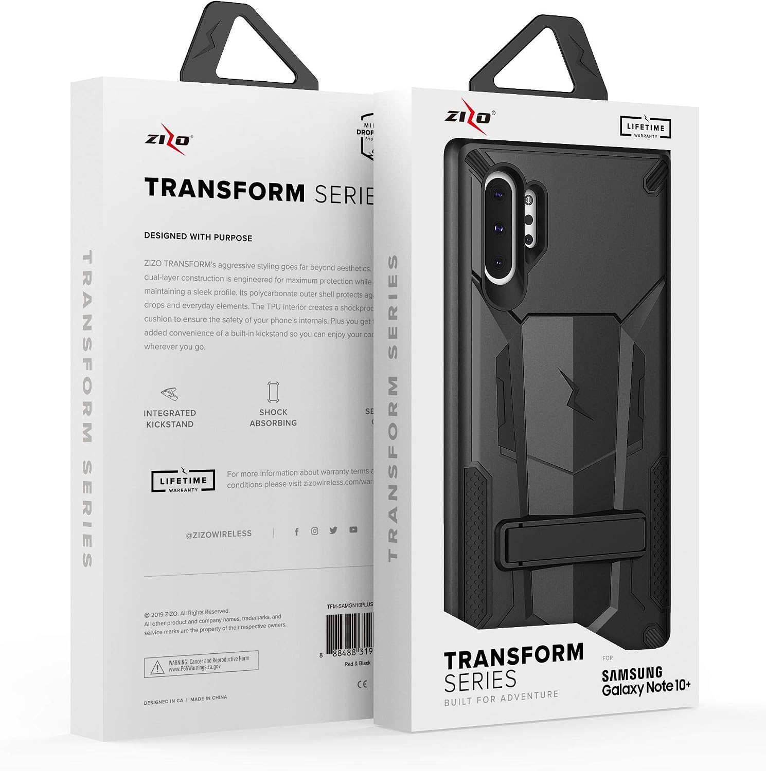 ZIZO Transform Series for Samsung Galaxy Note 10+ Case | Rugged Dual-Layer Protection with Kickstand Designed for Samsung Galaxy Note 10 Plus (Black/Black)