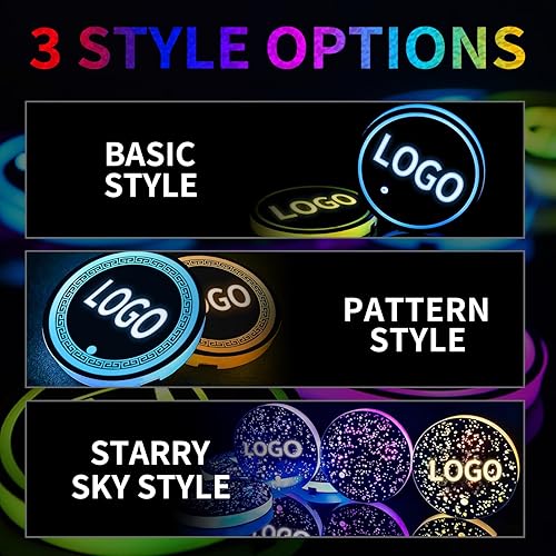 Miniatura 3 de 2 luces LED personalizadas para portavasos con logotipo de automóvil, luces LED para portavasos compatibles con todos los modelos de automóvil,