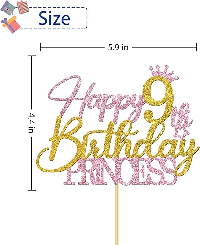Miniatura 8 de RoadSea Decoración para pastel de princesa de 5 cumpleaños, suministros para pastel de cumpleaños de 5 años para niña, decoraciones de fiesta de
