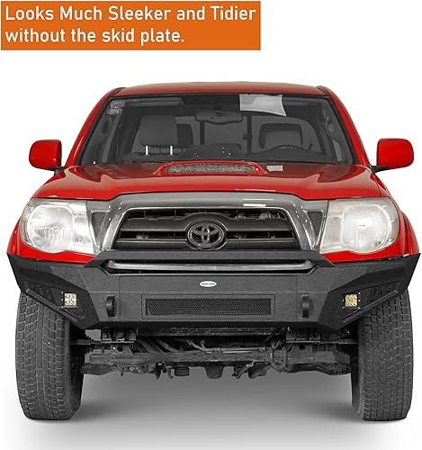 Miniatura 5 de Hooke Road Parachoques delantero Tacoma con placa deslizante y soportes de anillo en D para Toyota Tacoma 2ª generación 2005-2011