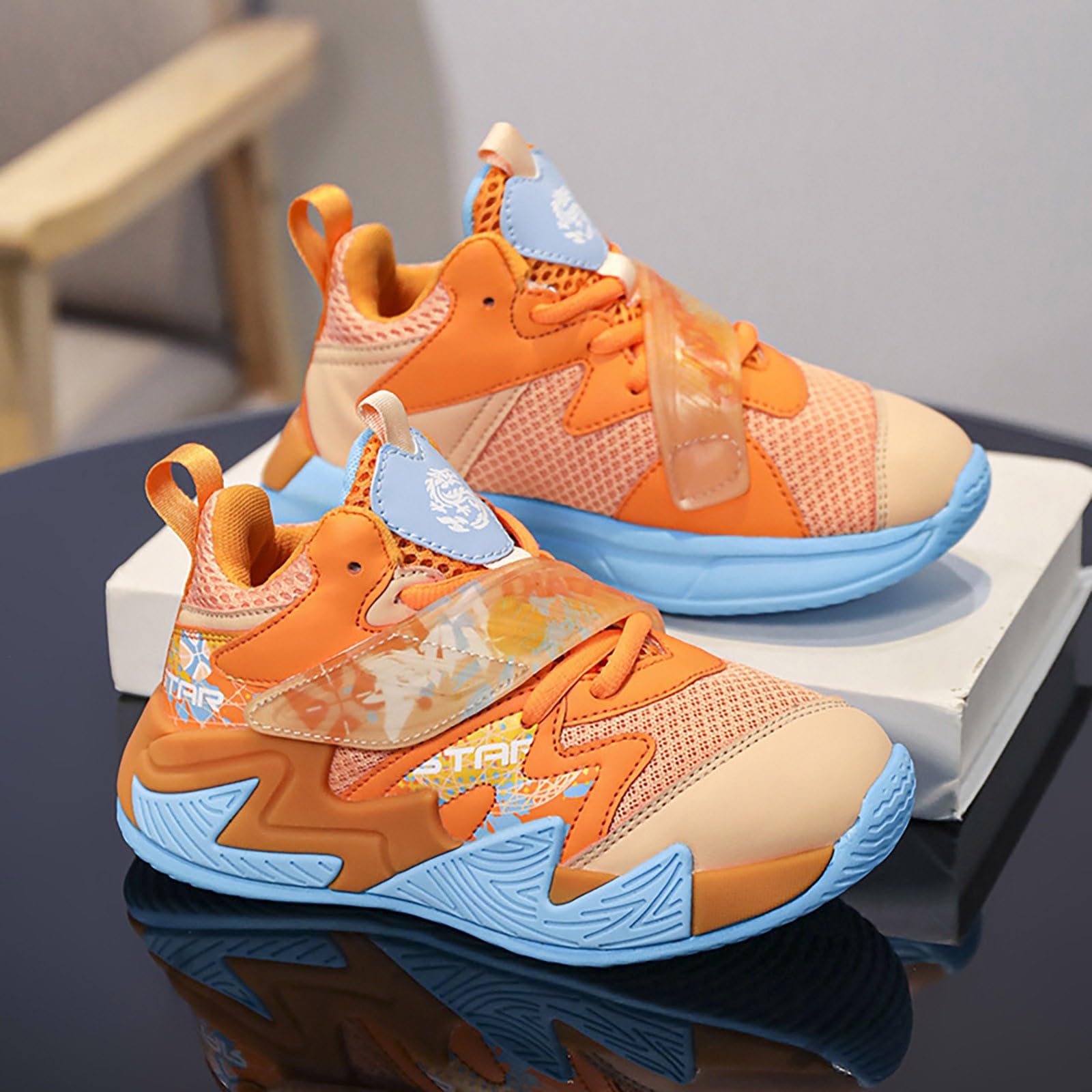 Scarpe da basket per bambini – Sneaker per ragazzi e ragazze, scarpe da basket antiscivolo, scarpe alte alla caviglia, traspiranti, con lacci, scarpe da tennis per interni ed esterni