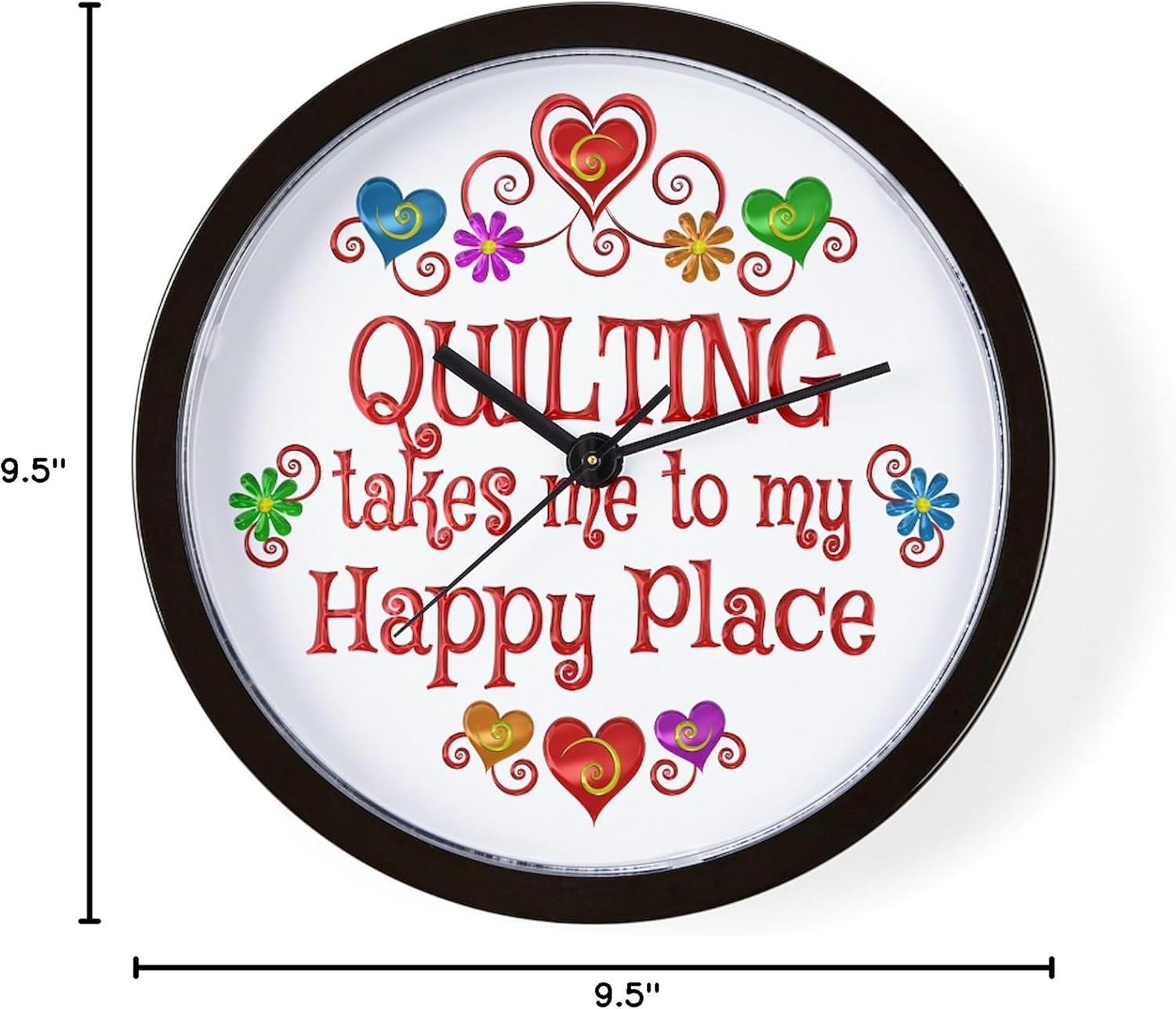 CafePress Quilting Happy Place 10" Wall Clock for Livingroom, Kitchen, or Office