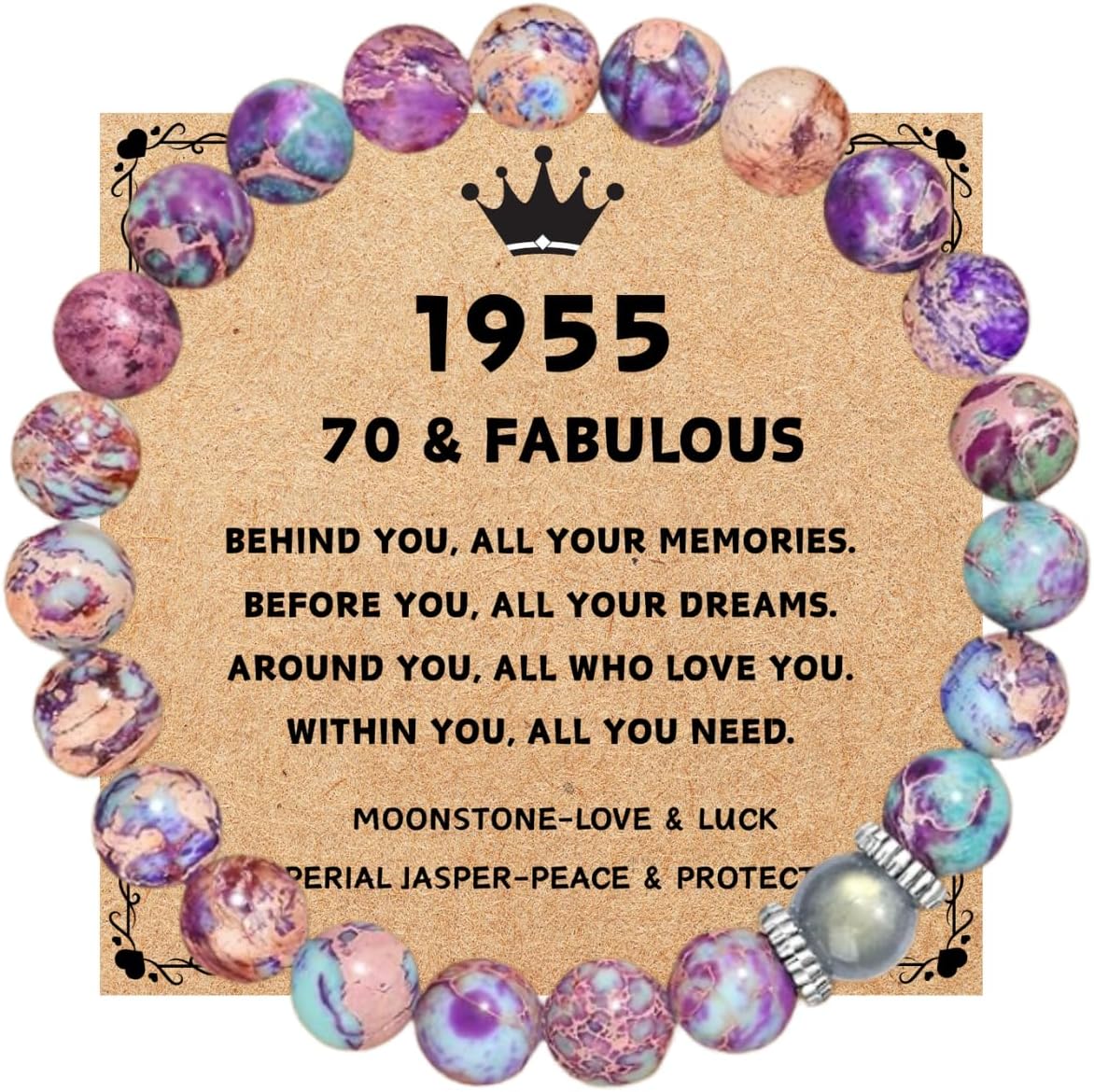 16th 18th 21st 30th 40th 50th 65th 70th 75th 80th 90th 100th Birthday Gifts for Women, Natural Stone Imperial Jasper Bracelets Birthday Decoration for Woman, Her, Wife, Mom, Daughter, Grandma, Friends