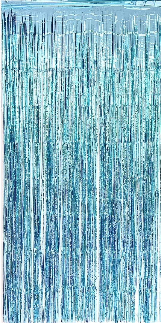 Allgala 4PK Metalic Tinsel Party Photo Backdrop Curtains Door Fringe Décor-Light Blue-BD52310