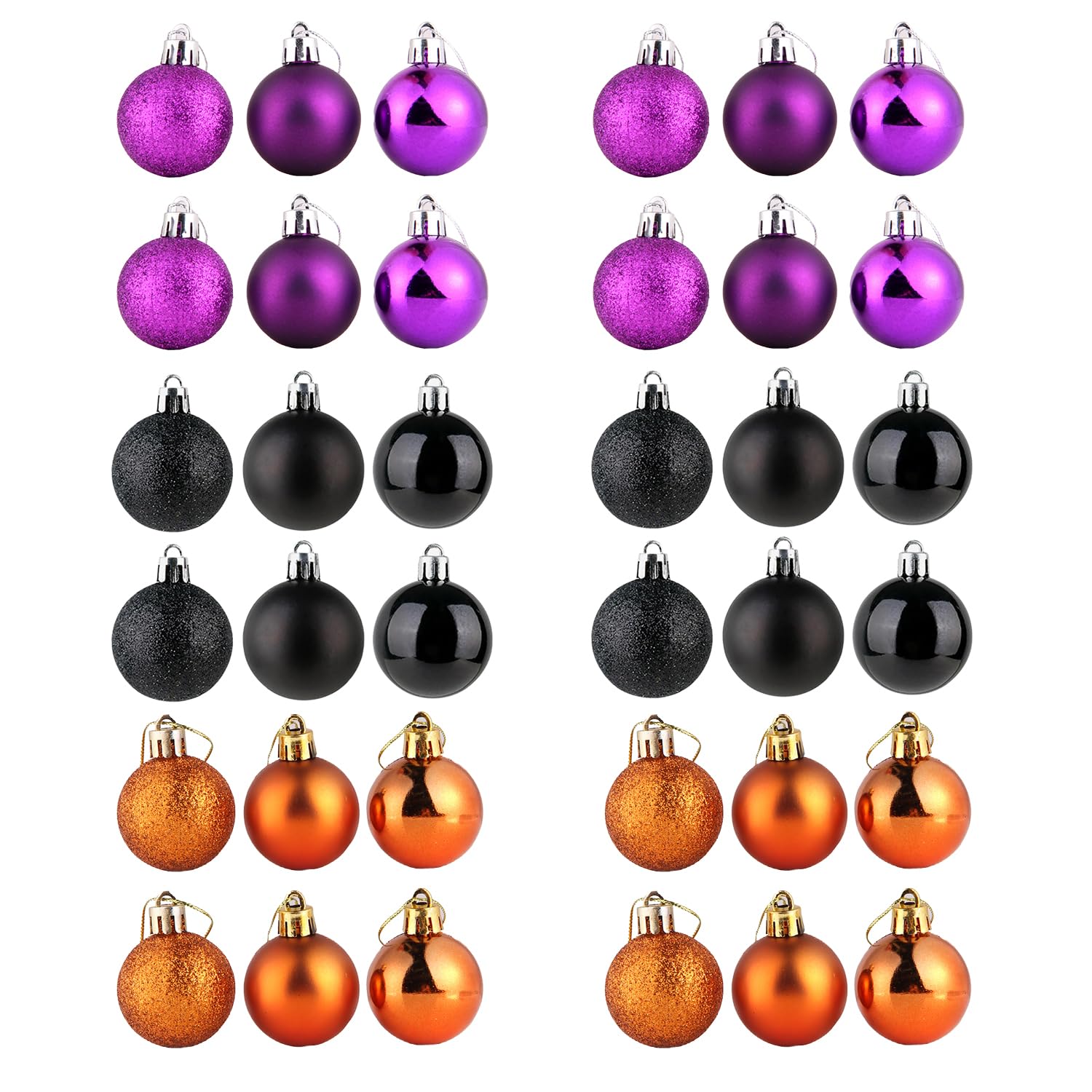 HAICN 36Pieces Baubles Ornaments Multicolor Tree Baubles Balls The Perfect Glitter Balls for Holiday DIY Party Decorations Drops （3cm）(Halloween) — image 1