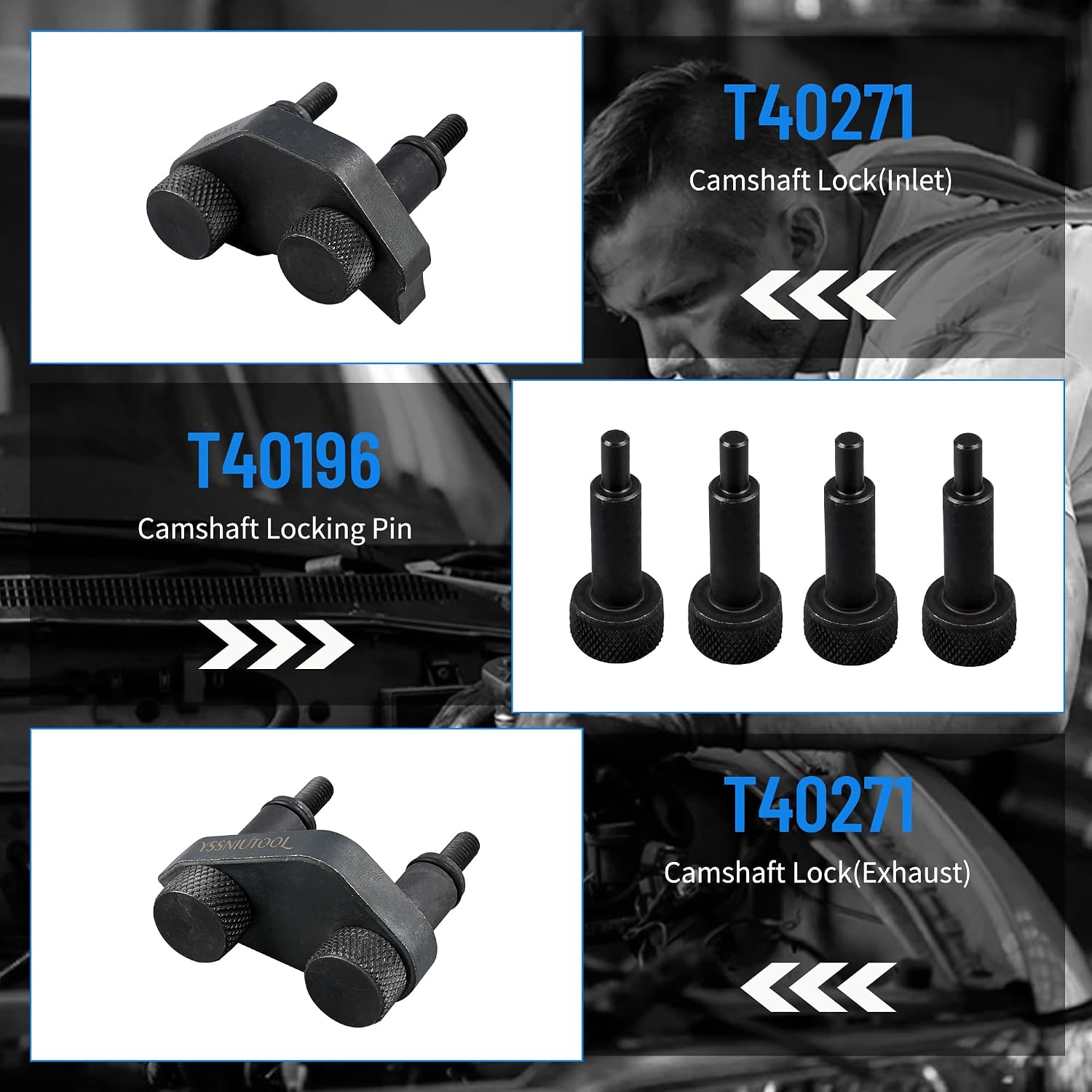 Camshaft holding tool alignment adjustment locking timing tool compatible with VW VAG Audi 1.8 2.0 TSI TFSI (2006-2018) EA888 T40191 T10352 T10368 T40196 T10354 T10060A T40011 T40098 T40267 T40271