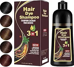 Xampu de tintura de cabelo vermelho vinho – fórmula 3 em 1 para xampu de cobertura rápida de cinza - xampu natural de cor de cabelo para mulheres e homens, ingredientes herbais, xampu, tintura de