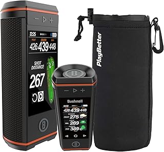 Bushnell Wingman HD Golf GPS Speaker Bundle - 3.5” Color HD Touchscreen, 360 Audio, 2 x 10 Watt Speakers, BITE Mount with PlayBetter Protective Wingman Pouch