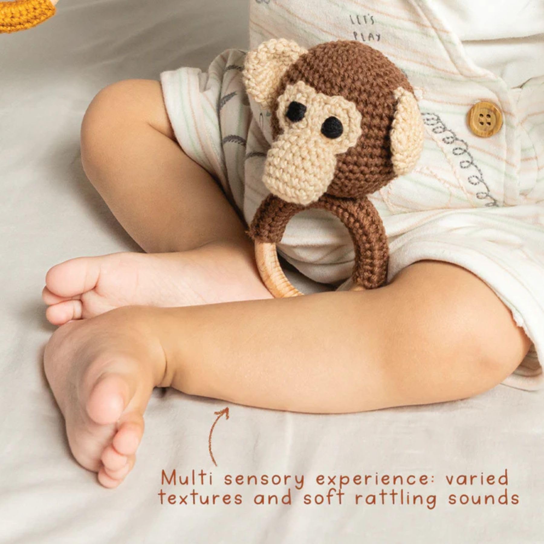 Gubbachhi Newborn Gift Set | Crochet Toy, Rattle & Muslin Swaddle Combo | Newborn Gift | Gifting for Babies | 100% Muslin swaddlecloth | Toy for Gifting| 3 Months + (MAAKAD Toy & Rattle with Swaddle) 3
