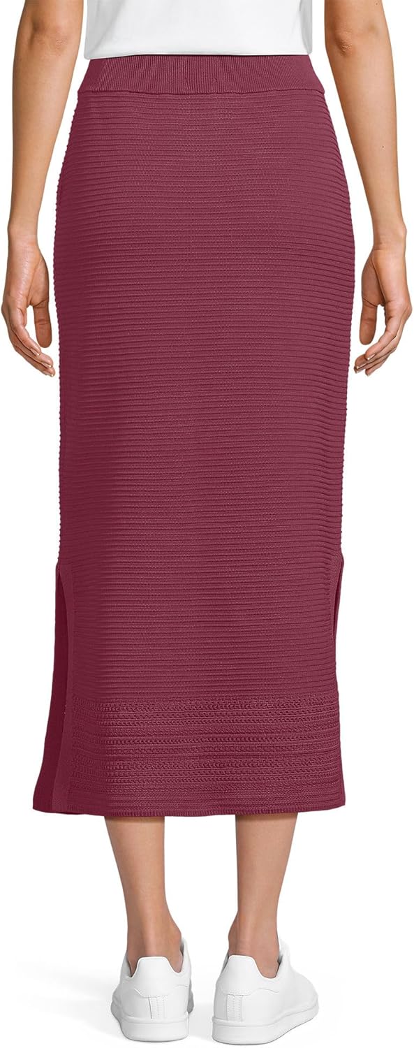 Lands' End Women's Cotton Pointelle Sweater Maxi Skirt - Set Bottom