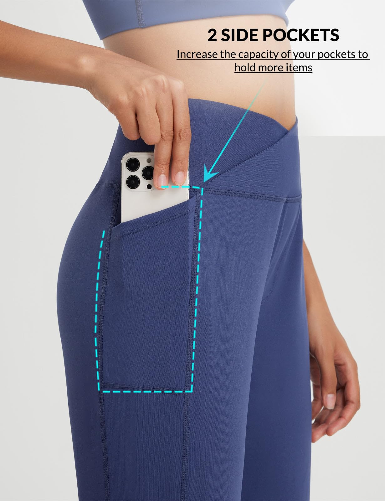 baleaf Bermuda long pour femme Longueur genou 35,6 cm Taille haute avec poches Yoga