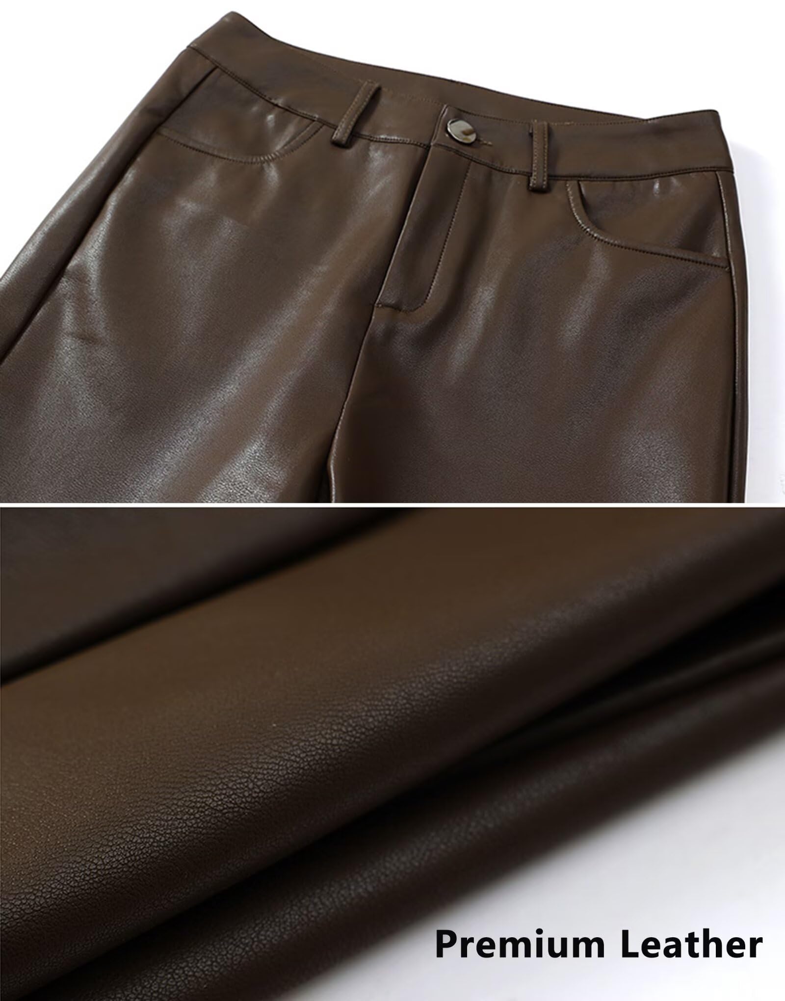 HNVAVQ Pantalones de Cuero Mujer Cintura Alta Pantalón Mujer Elegante Casual