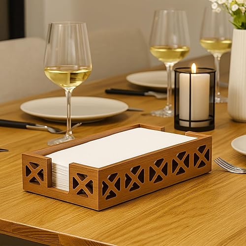 Miniatura 9 de Toallero de invitados para servilleteros de baño, moderno, desechable, para toallas de mano, cesta de madera negra para servilletas de papel de