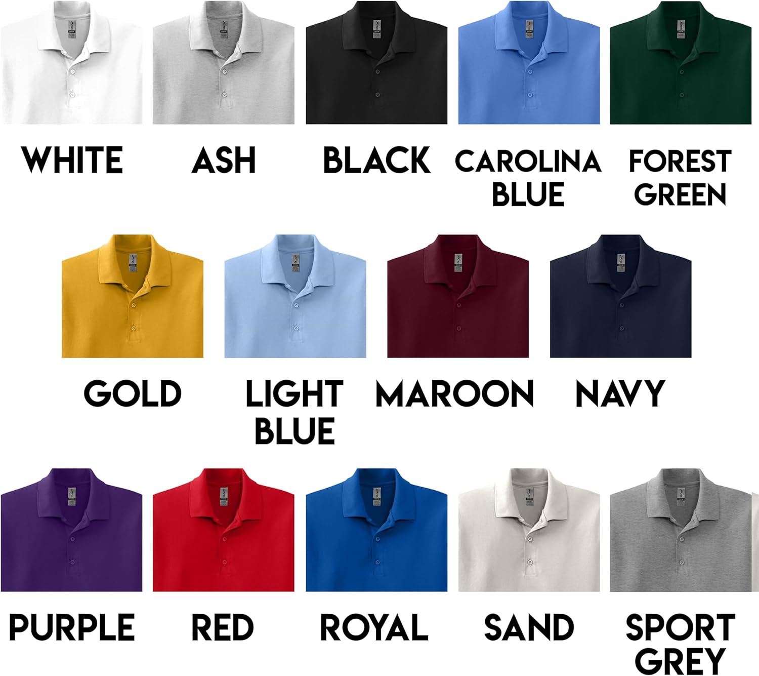 Gildan 8800 DryBlend Polo T-Shirts, Bulk Undershirts for Men Multipack - Create Color Pack - Men Sport Jersey Polo Tee Shirts
