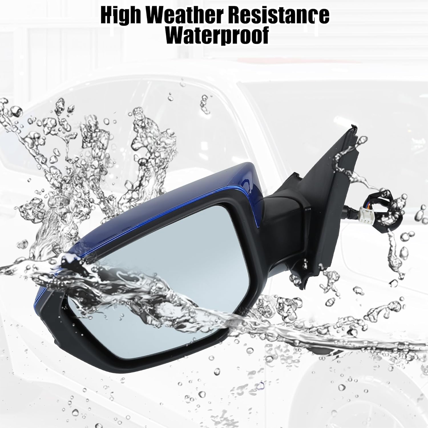 X AUTOHAUX Door Mirror Assembly Left Driver Side for Honda Civic 2016-2021 Power Glass Non-Heated Manual Folding 3 Pins Blue Paint to Match Replace No.76251TBAA11ZF