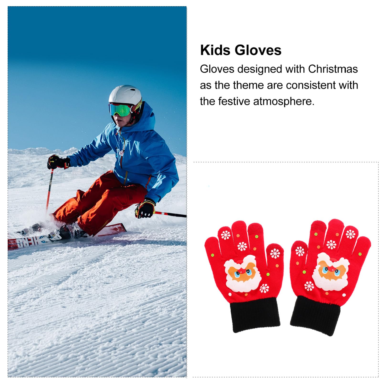 LIFKOME Guantes Calientes para Niños de Punto Navideños, Guantes de Invierno Dedos Completos, Tejido Elástico Transpirable, Talla Pequeña para Estudiantes, Adecuado para Exteriores