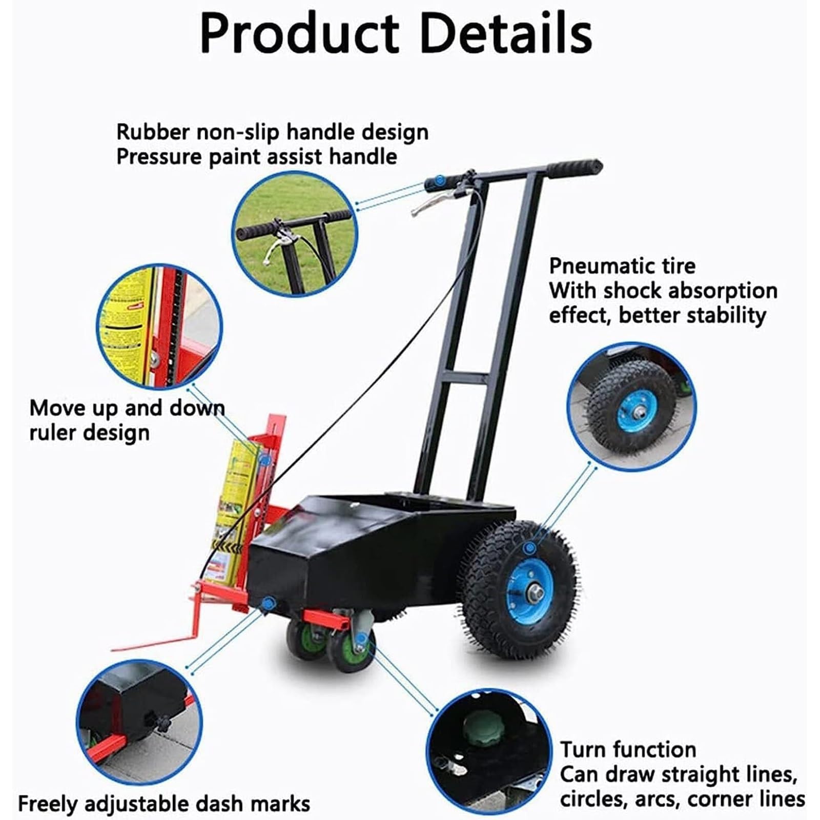 Macchina Traccialinee Per Impieghi Gravosi Con Funzione Di Rotazione, Compatibile Con Vernice Spray Per Traccialinee Invertita, Macchina Traccialinee, Per Una Marcatura Rapida E Precisa
