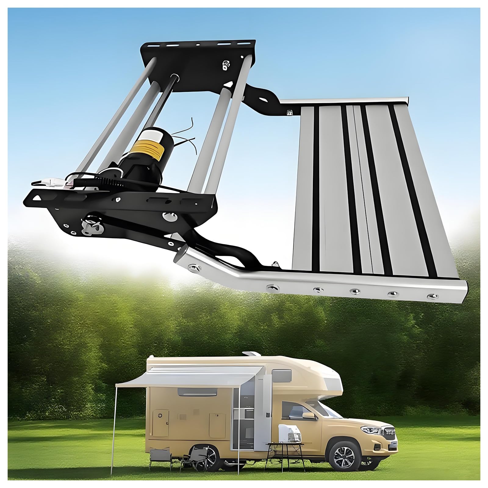 Gradini Elettrici per Camper con Rilevamento Automatico – Estensione/Ritiro Automatici con l'Apertura della Porta, Portata 200kg, Impermeabile IPX67,Indicatore LED,Montaggio Rapido
