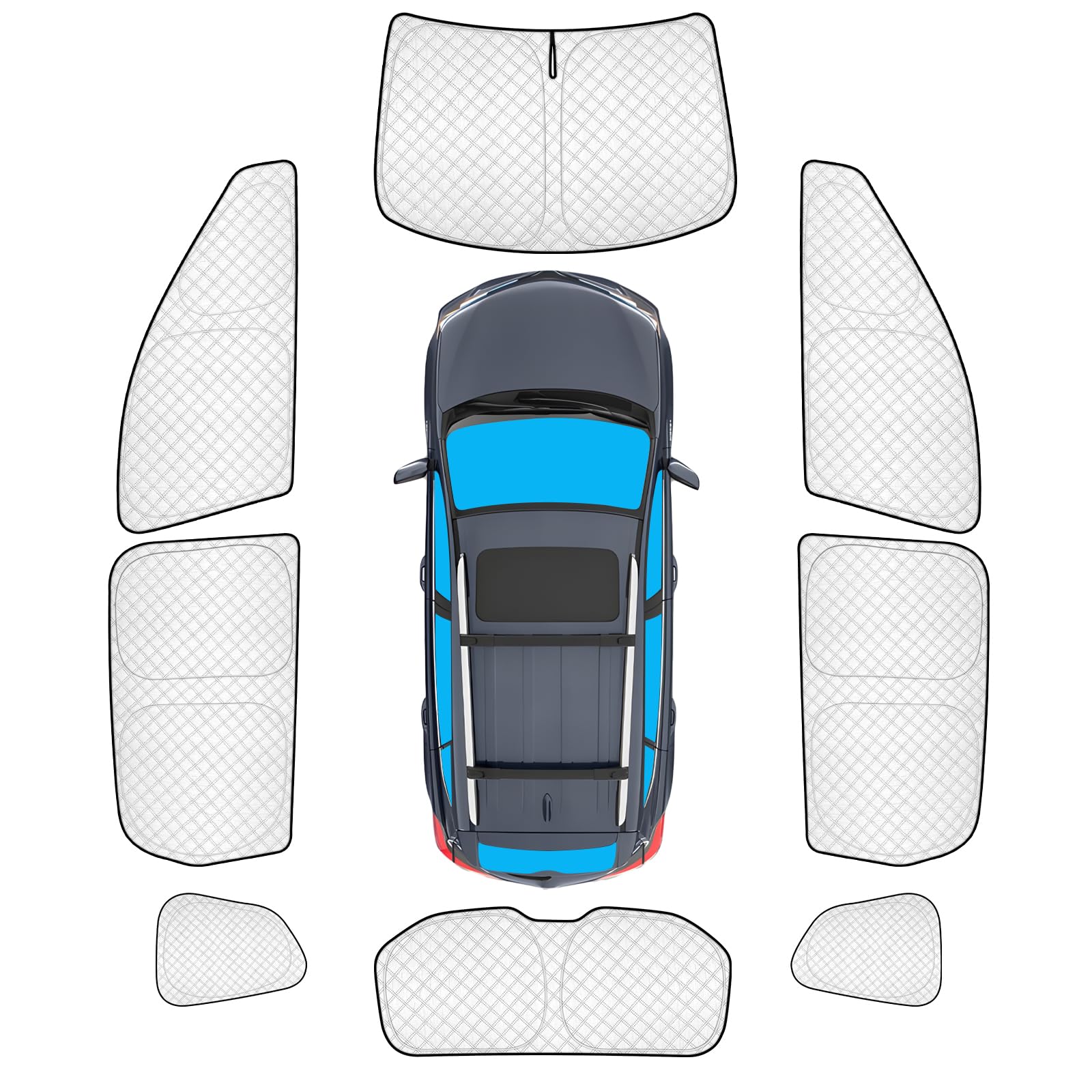 KMF 8pcs Thicken Full Window Sun Shades for Nissan Rogue Sport 2017-2024 Accessories, Custom Fit Windshield Sunshade Car Window Covers for Side Rear, UV Block and Blackout Privacy for Camping Outdoor