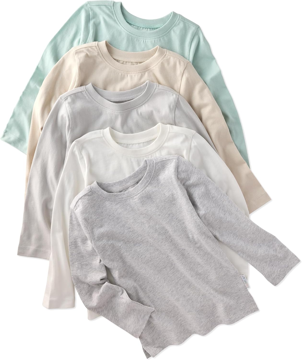 London 5-Pack Long Sleeve T-Shirts 100% Organic Cotton for Baby, Toddler, Girls & Boys