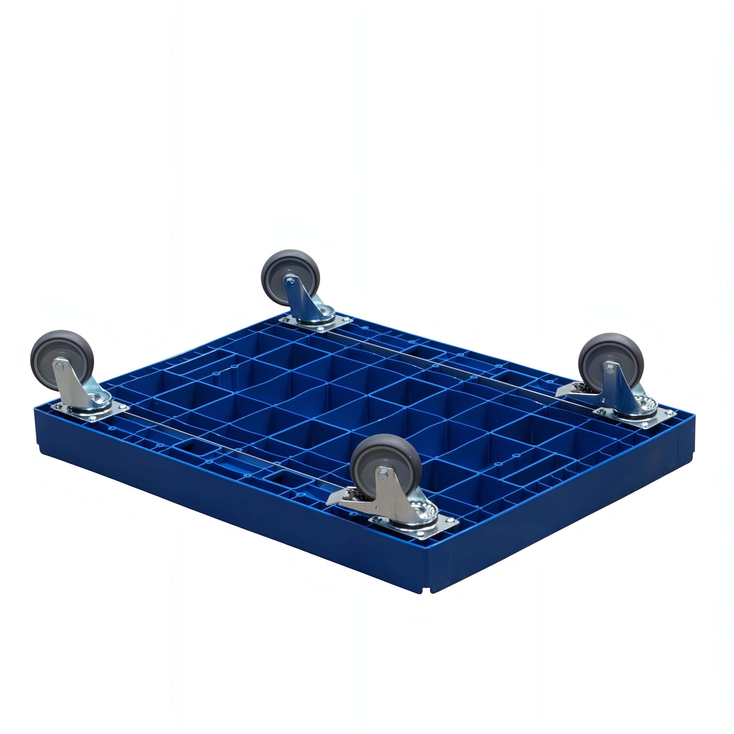 4 Stück Gigant Transportroller in Blau für Kisten 80 x 60 cm - 400 kg Traglast mit 2 Bremsen