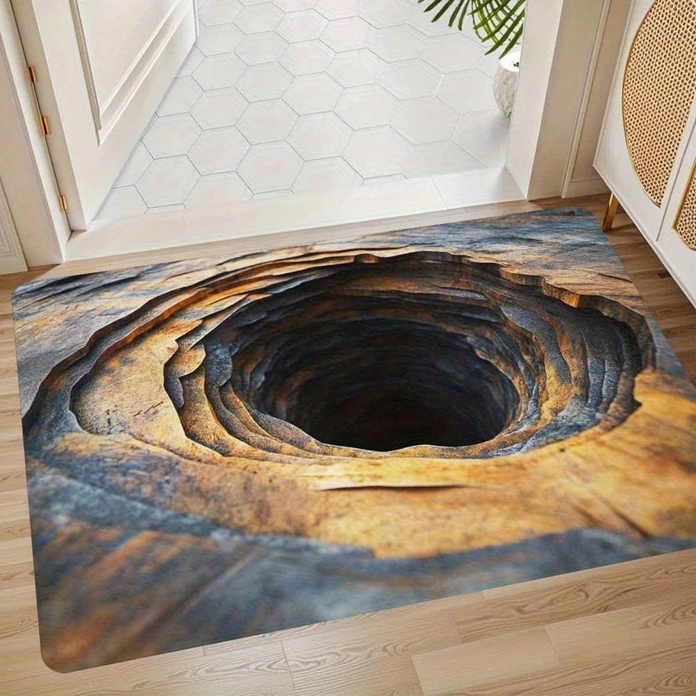 JUXDZISHW Front Door Mat Indoor Outdoor Entrance, 3D Optical Illusion All-Weather Doormat, Optical Illusion Rug Ground Crack Illusion Rug 3D Rugs, Easy Clean Patio Porch Entryway Mat,K,50 * 80cm